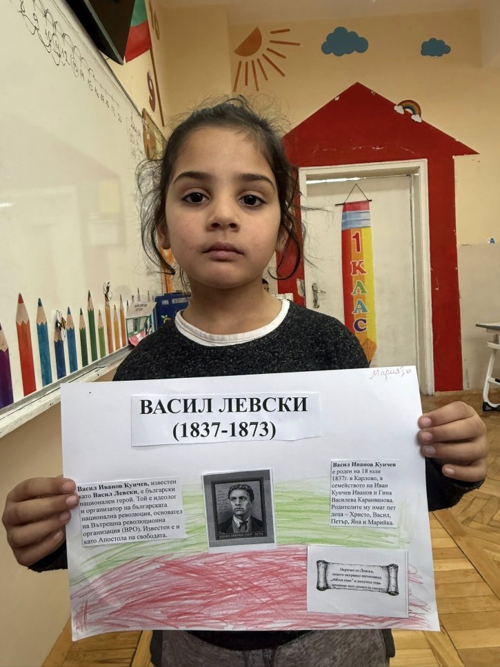 Проекти на учениците от ЦДО 1. и 2. клас за живота и делото на Васил Левски.